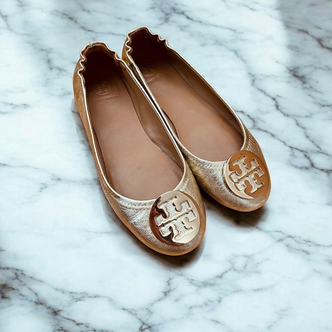 美品✨Tory Burch バレエシューズ　6.5 23.5㎝ ゴールド