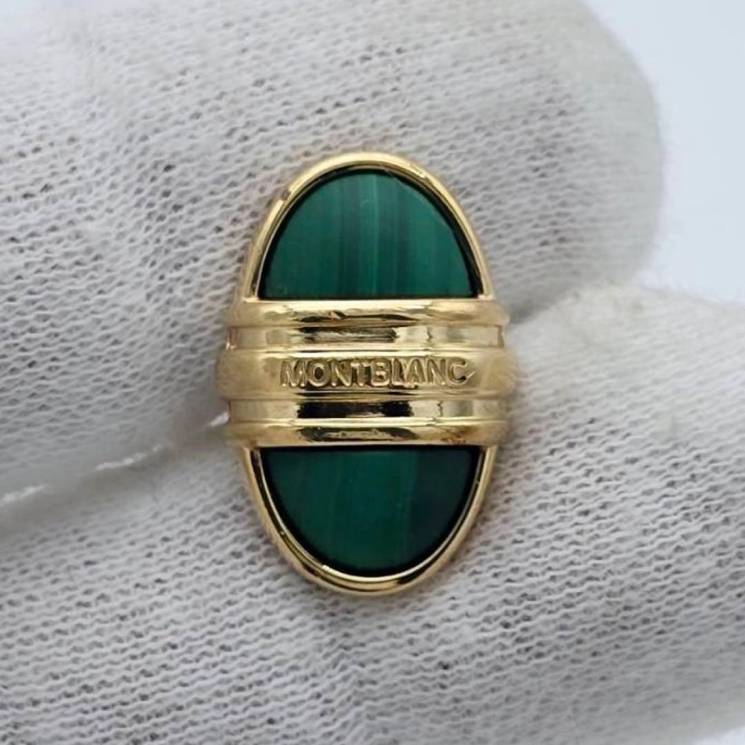 ★MONTBLANC★ カフリンクス オーバル ロゴ グリーン ゴールド