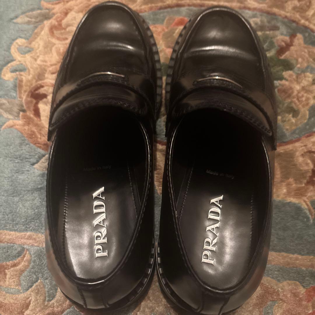 【最安美品】PRADA チョコレートブラッシュドローファー　29.0