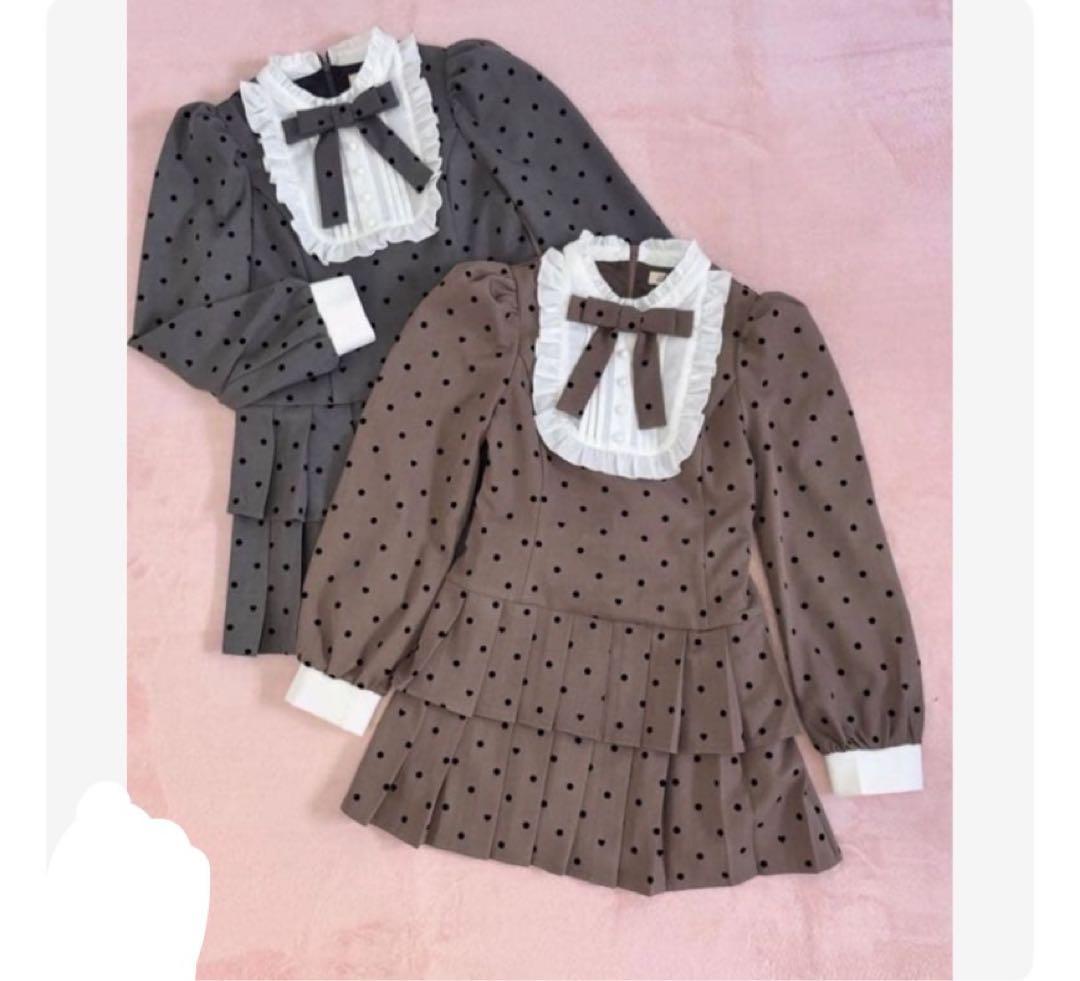 evelyn プリーツティアードミニOP ワンピース チャコール