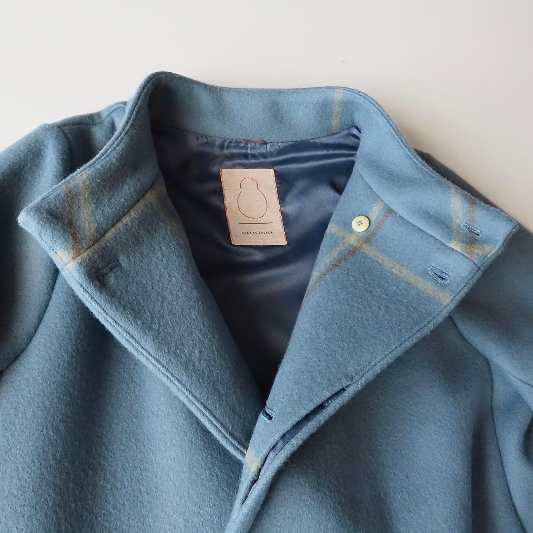 美品 よそおい掲載 パラスパレス 裏チェックオフスタンド襟コート 2