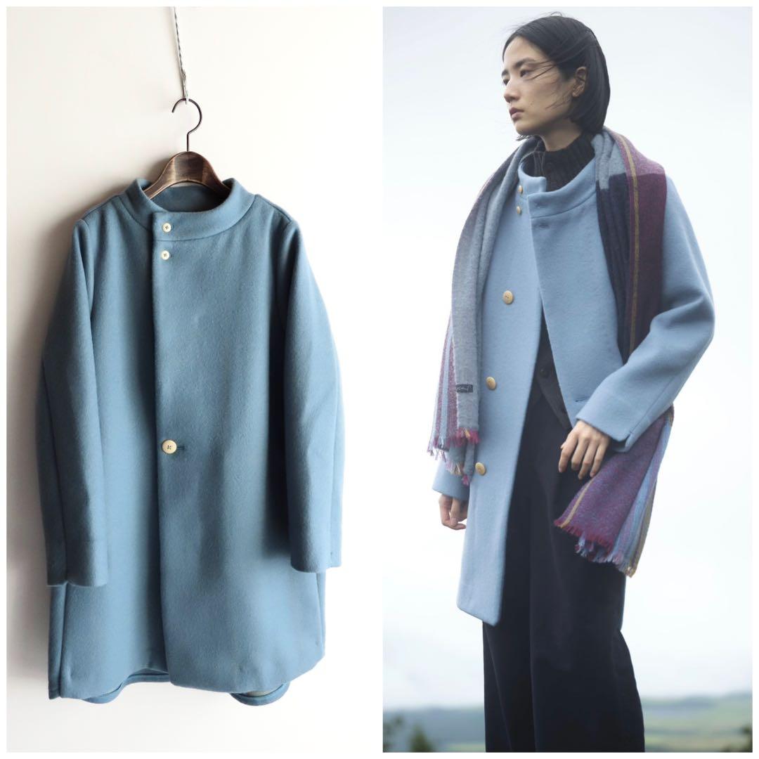 美品 よそおい掲載 パラスパレス 裏チェックオフスタンド襟コート 2