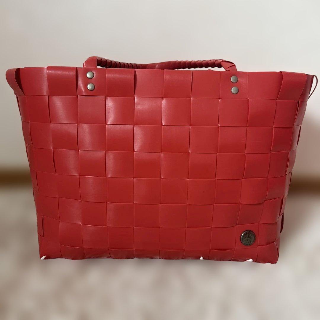 Handed By かごバッグ 35x 25x 27 赤　希少カラー