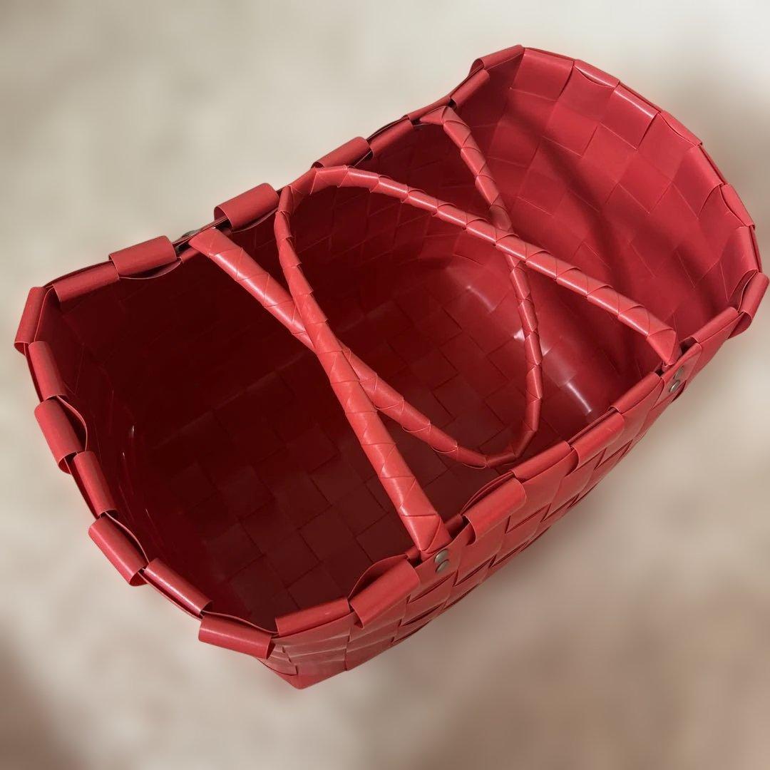 Handed By かごバッグ 35x 25x 27 赤　希少カラー