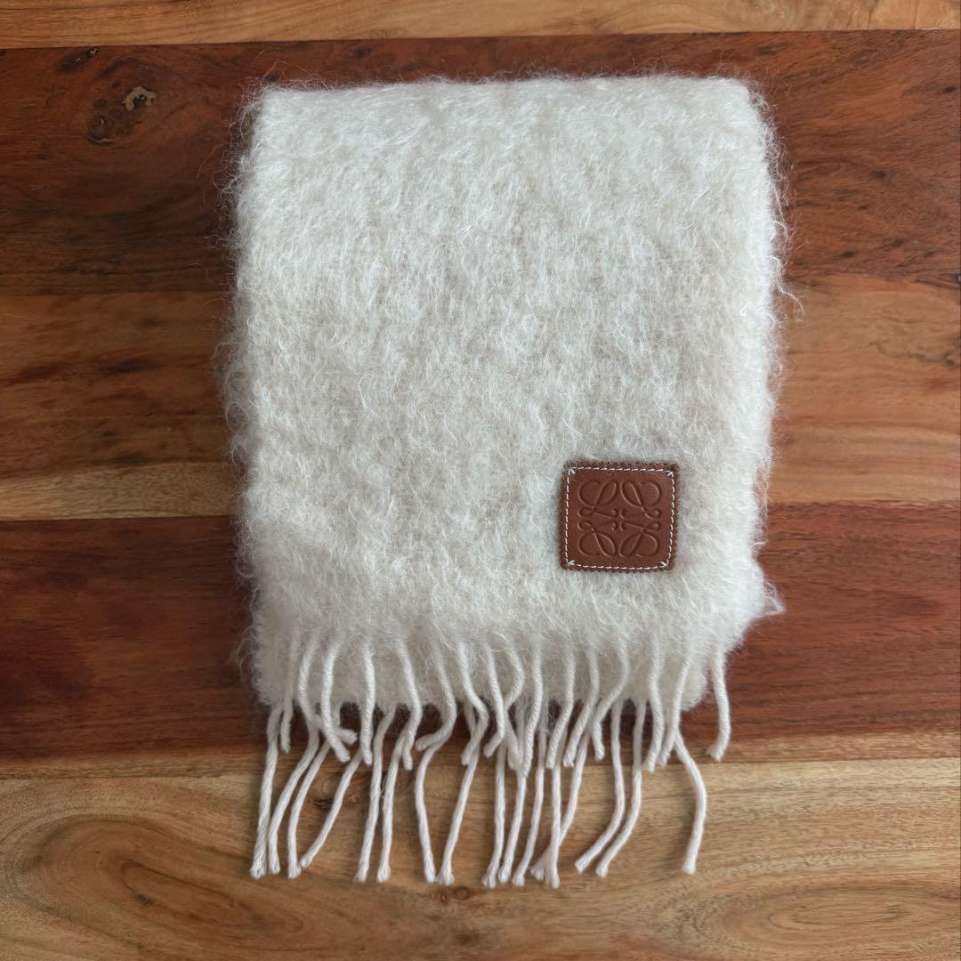 【美品】LOEWE ロエベ モヘア マフラー アイボリー 正規品