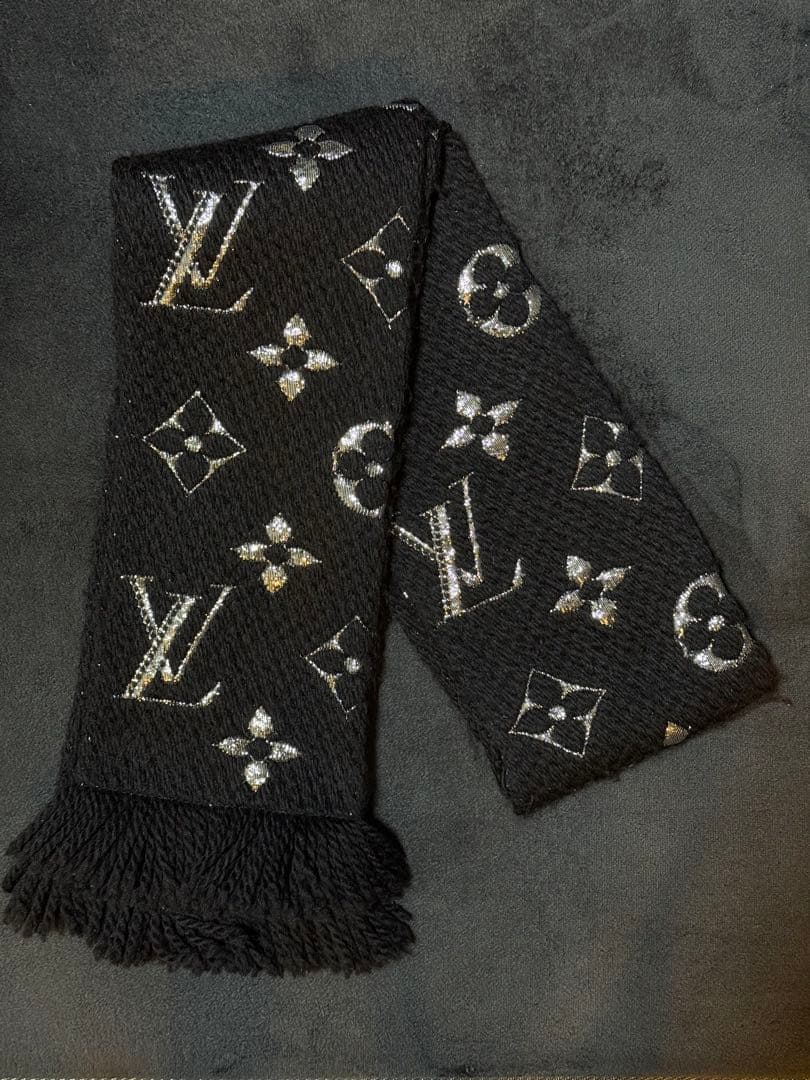 LOUIS VUITTON ルイヴィトン マフラー ブラック モノグラム 箱無し