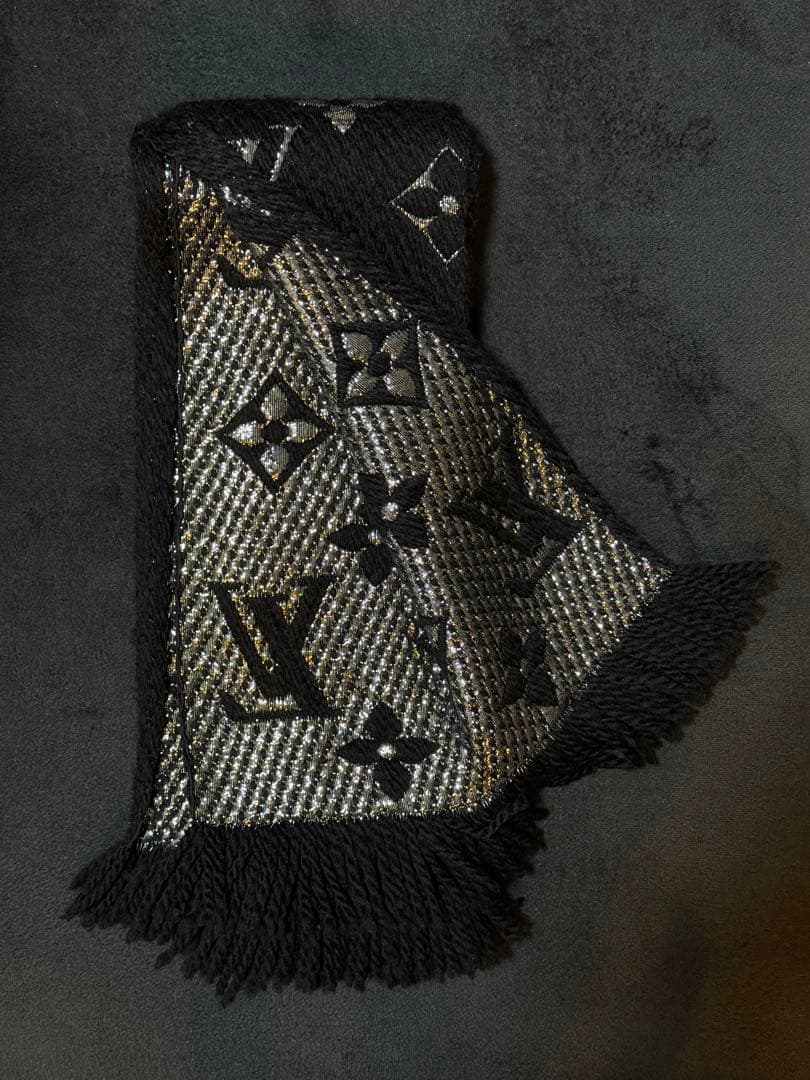 LOUIS VUITTON ルイヴィトン マフラー ブラック モノグラム 箱無し