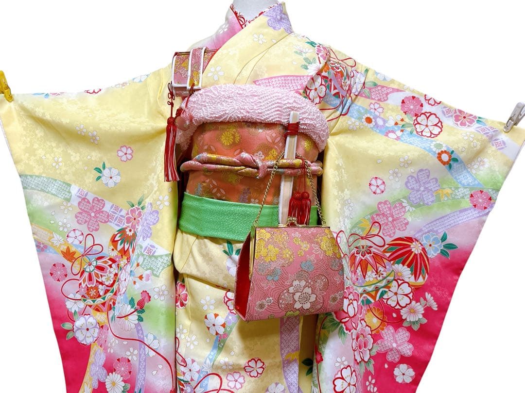 黄色×ピンク♡七五三　7歳　フルセット　一式　女の子　パステル系