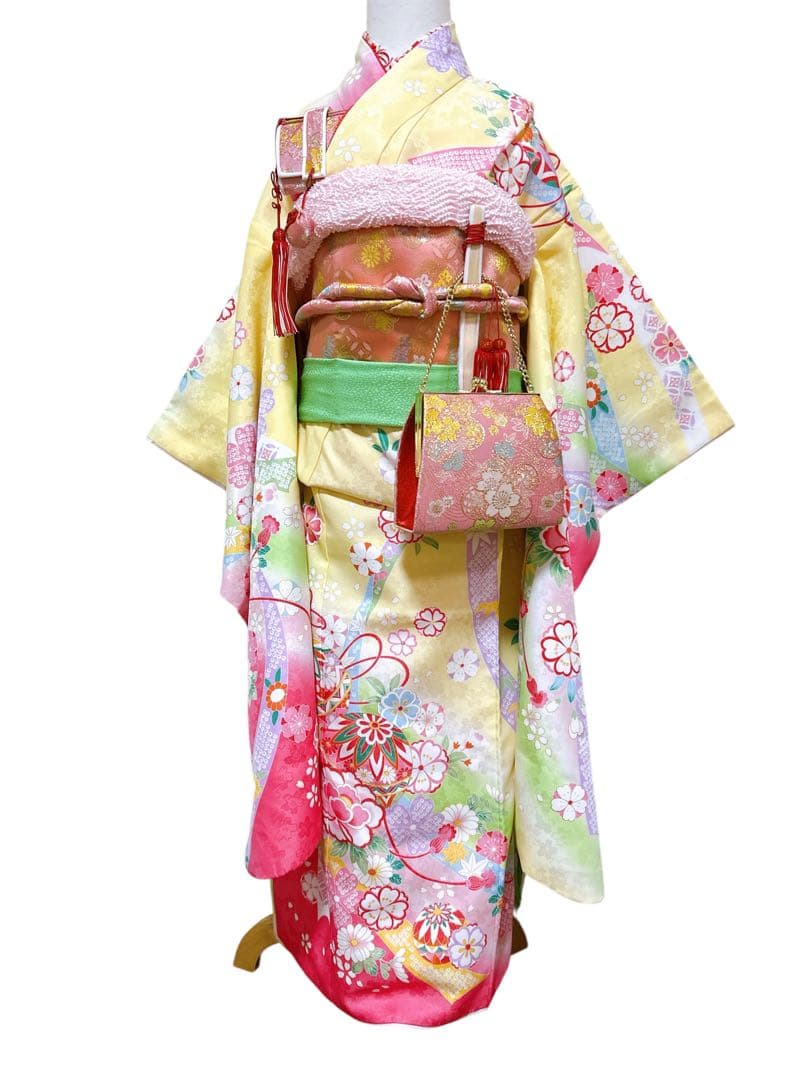 黄色×ピンク♡七五三　7歳　フルセット　一式　女の子　パステル系