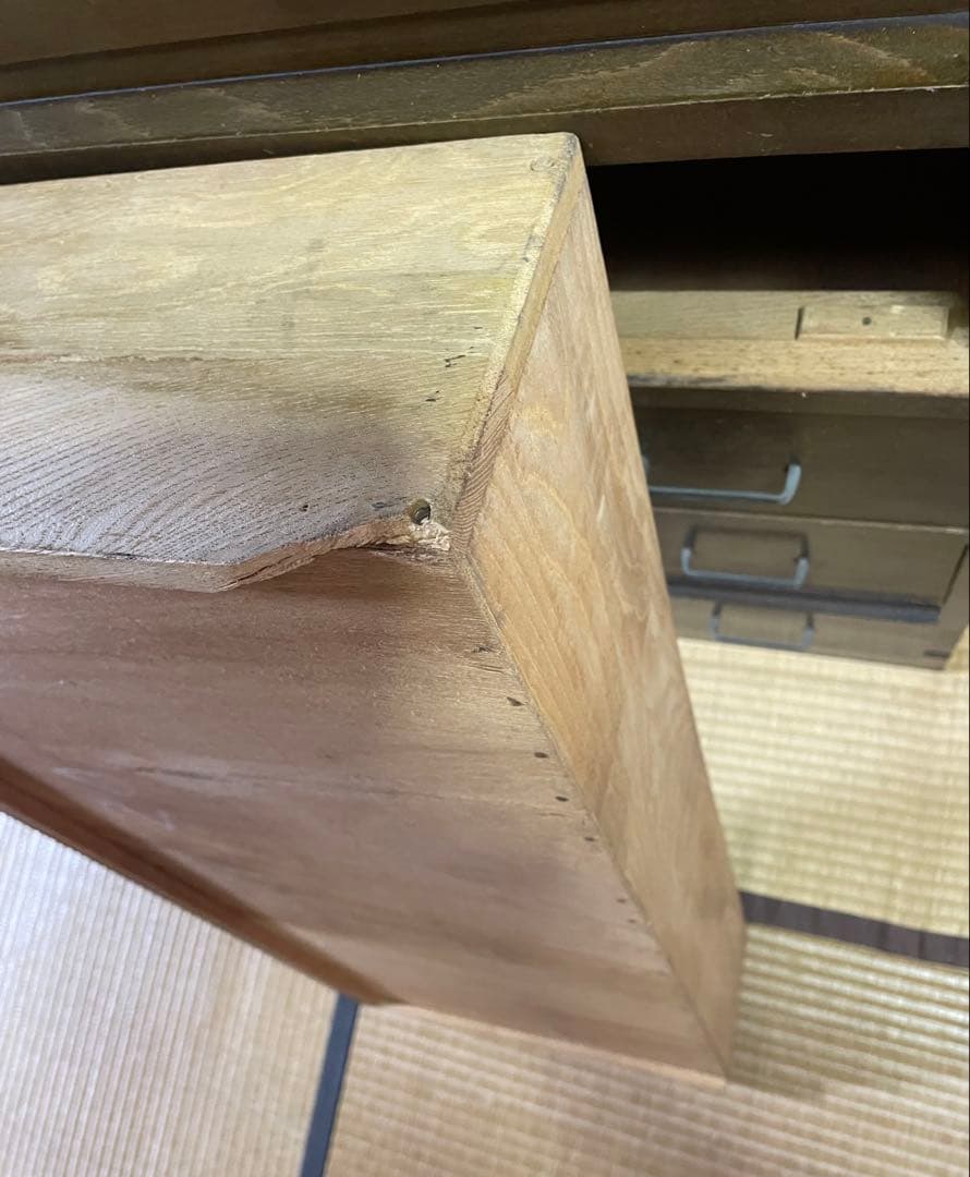 little meさん専用木製 箪笥 7段引出し ガラス扉付鍵付き 昭和レトロ