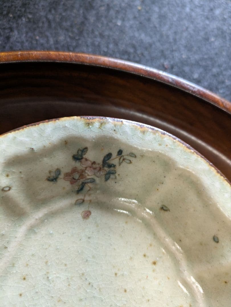 市野吉記　さん　コウホ窯　花柄陶器皿 楕円形　22cm×15cm