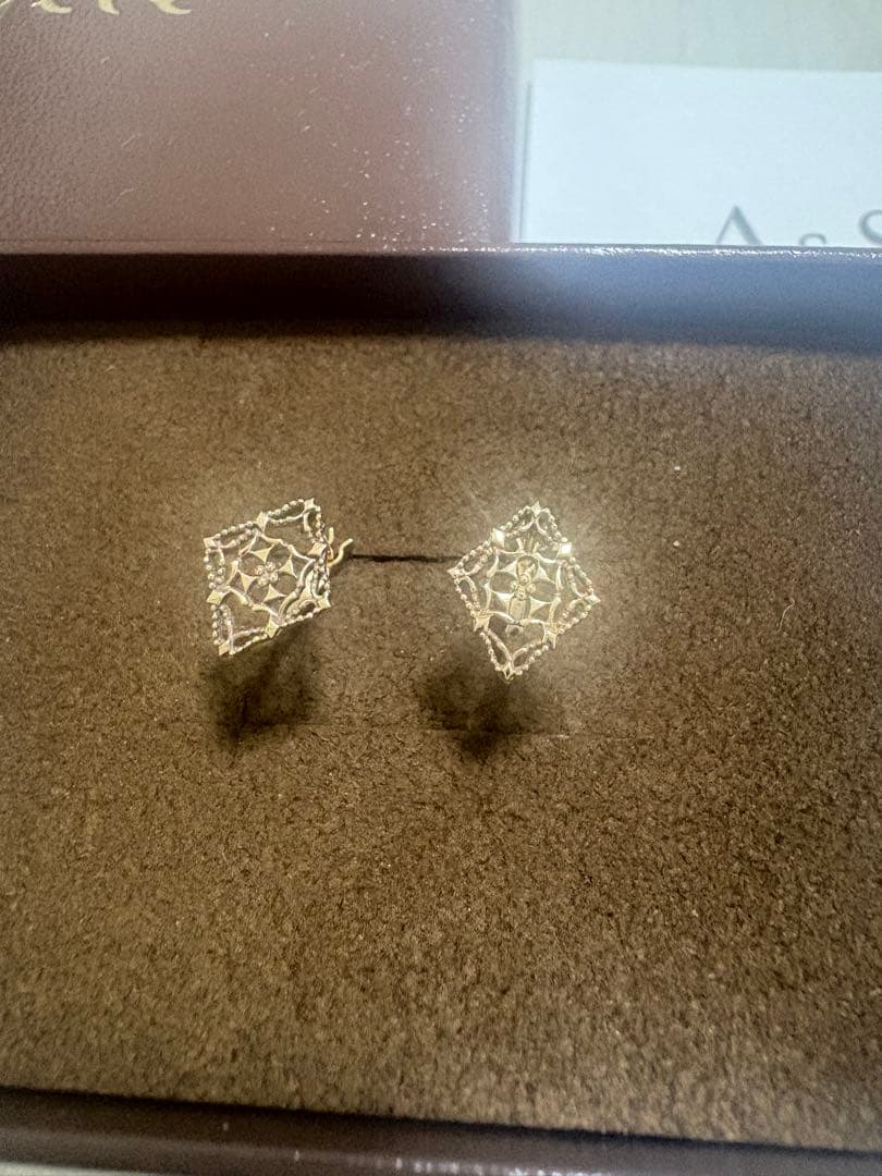 agete 現行品 K10&K5透かしデザインピアス