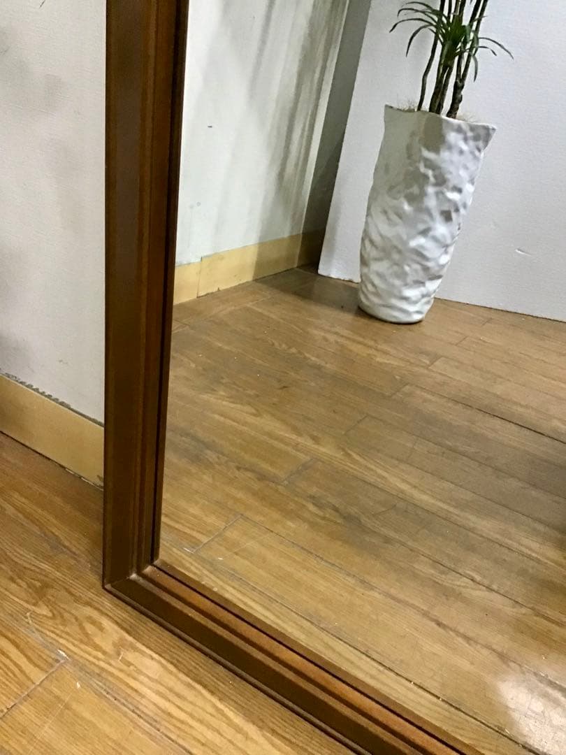 pyo☆管339☆アンティーク調☆木製大型ミラー☆ジャンボミラー☆姿見