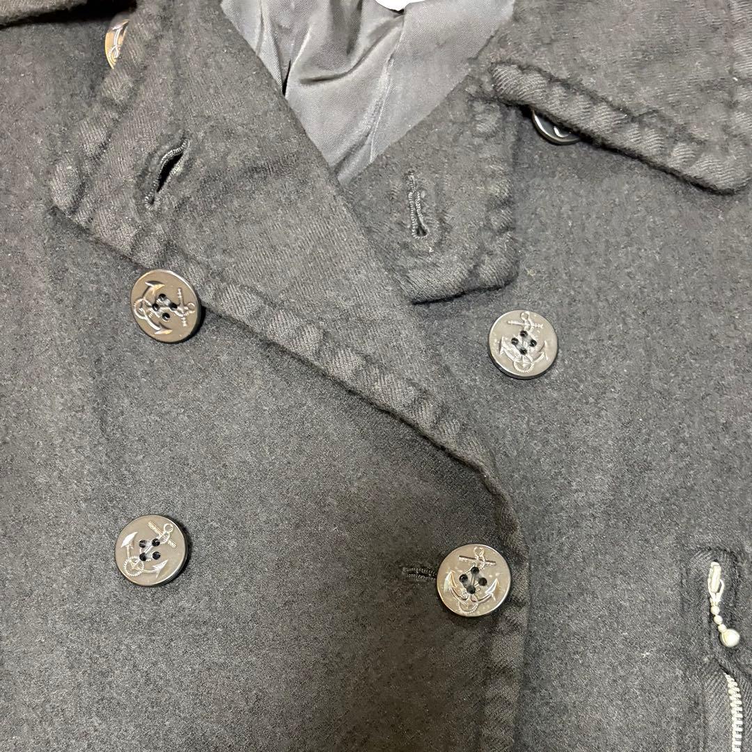 メンズ　ジュンヤワタナベマン　ピーコート　ウールコート　ダブルブレスト　黒　L