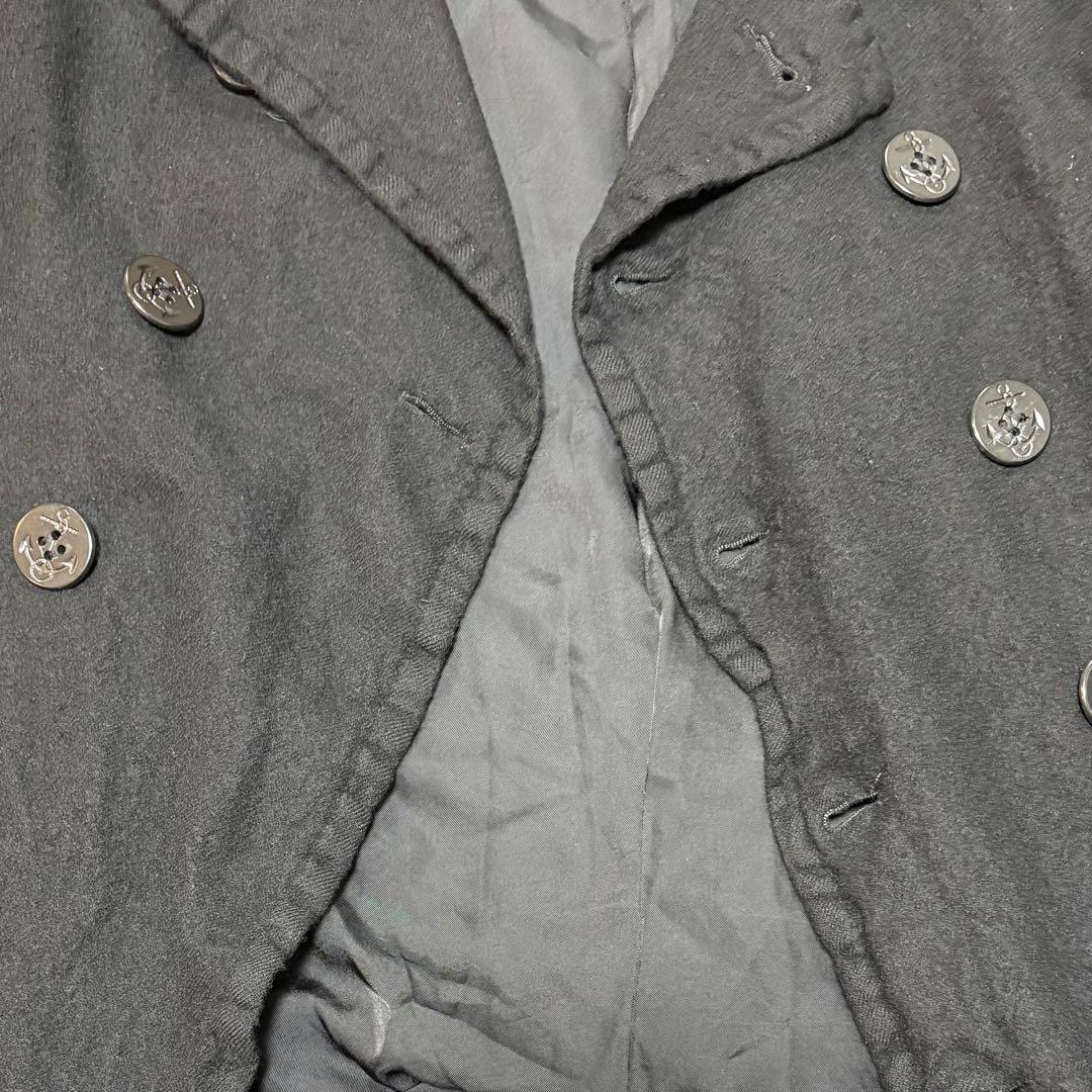 メンズ　ジュンヤワタナベマン　ピーコート　ウールコート　ダブルブレスト　黒　L