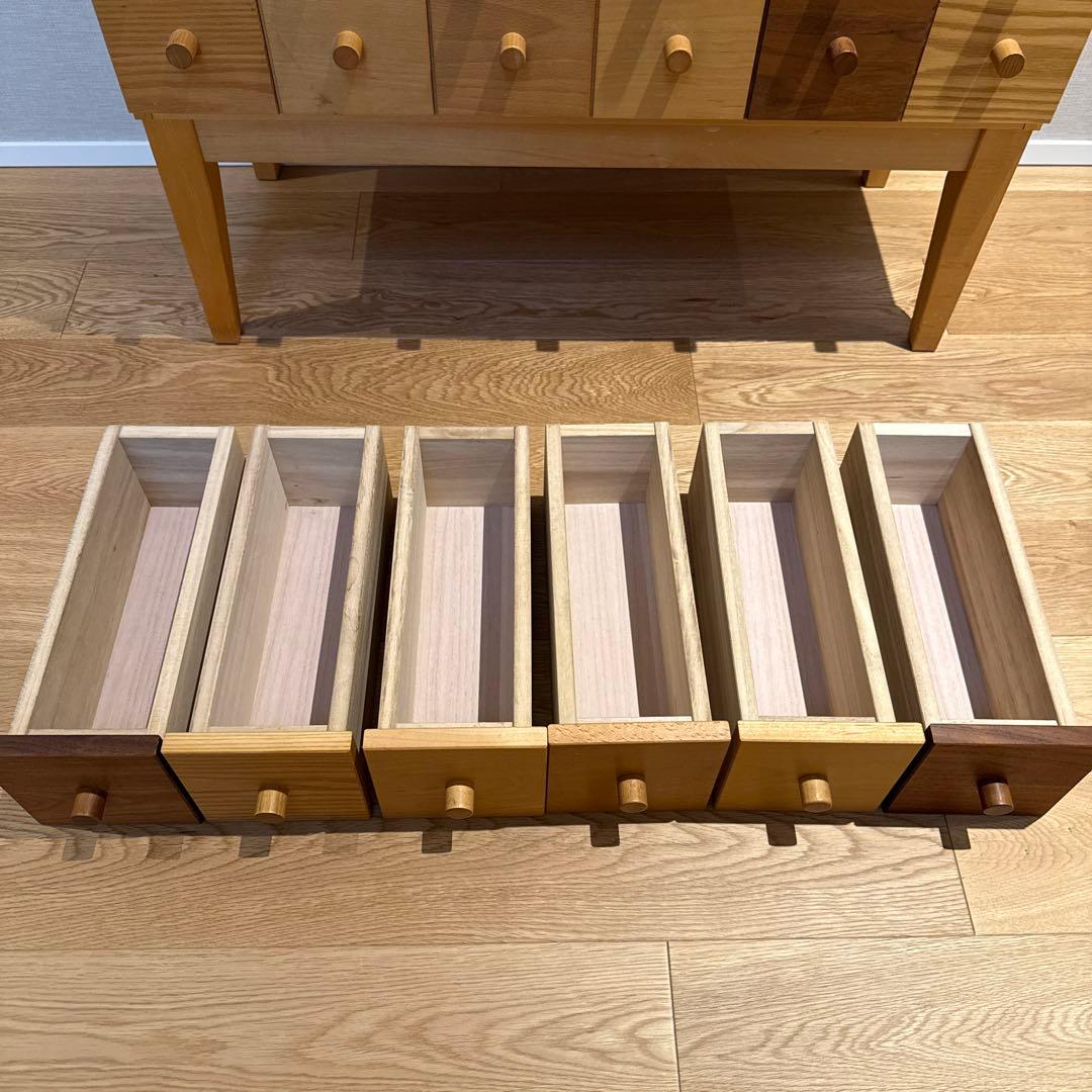 天然木材◆日本製◆北欧家具◆チェストキャビネット12個引き出し