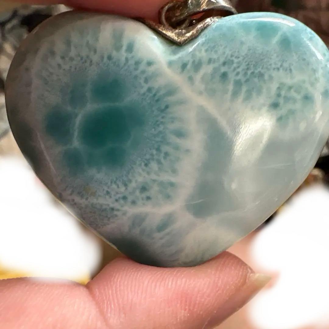 ⭐︎セール⭐︎ 高品質　特大ラリマー　ハート型　ペンダント　ネックレス　チャーム