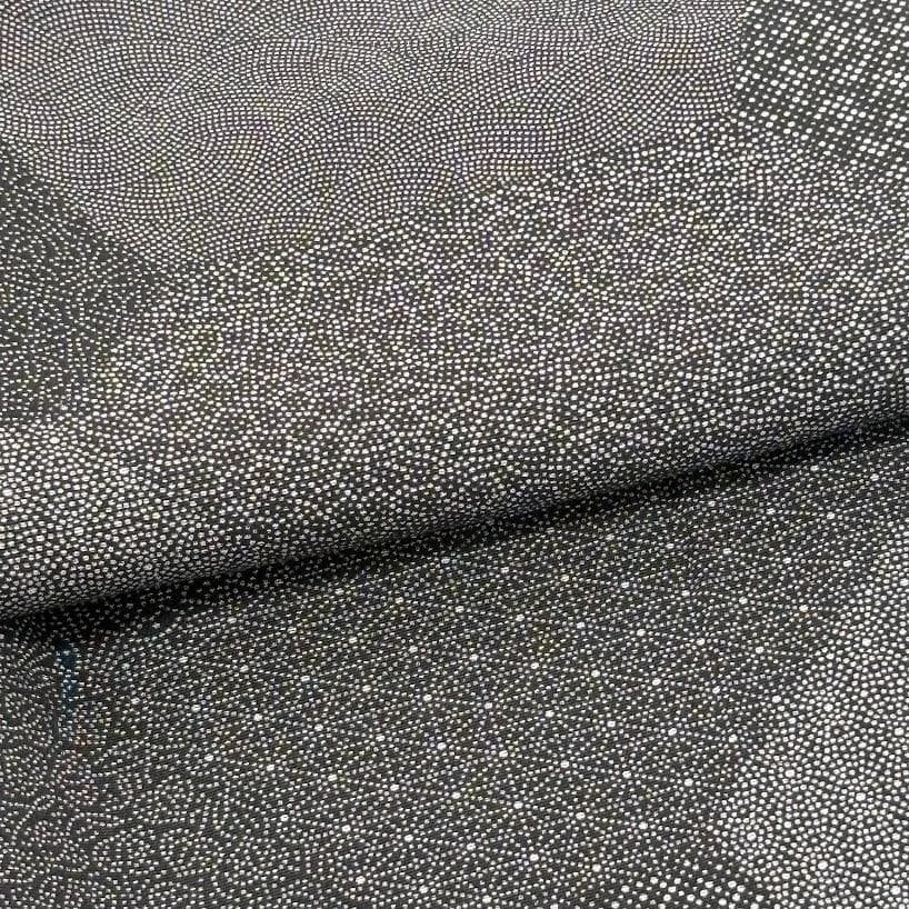 藤　江戸小紋　寄せ柄　ちりめん　裄66㎝　美品　黒色系　正絹　K802