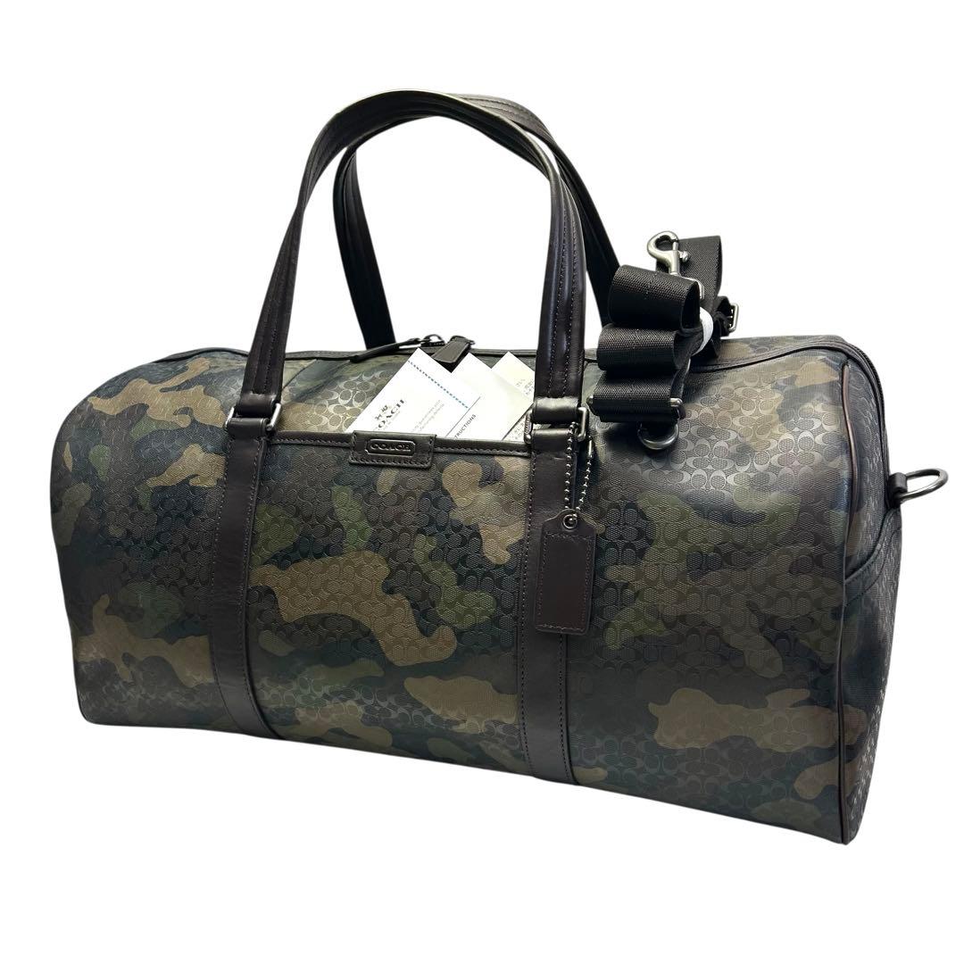 極美品 COACH コーチ　ボストンバッグ　2way　シグネチャー　迷彩柄 旅行