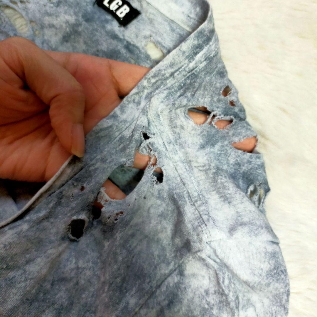 L.G.B ルグランブルー Vネック Tシャツ ダメージ加工 日本製