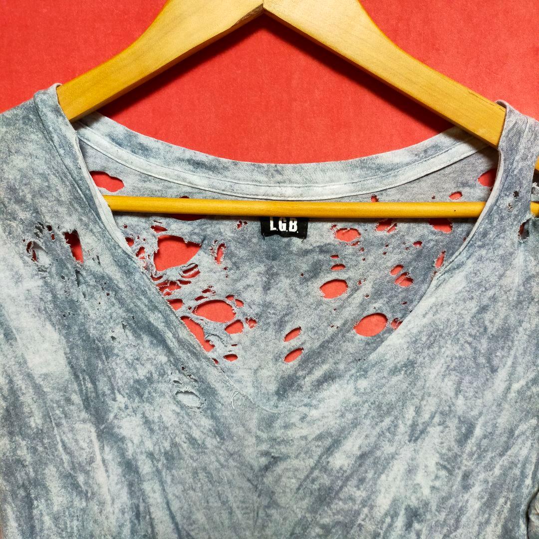 L.G.B ルグランブルー Vネック Tシャツ ダメージ加工 日本製