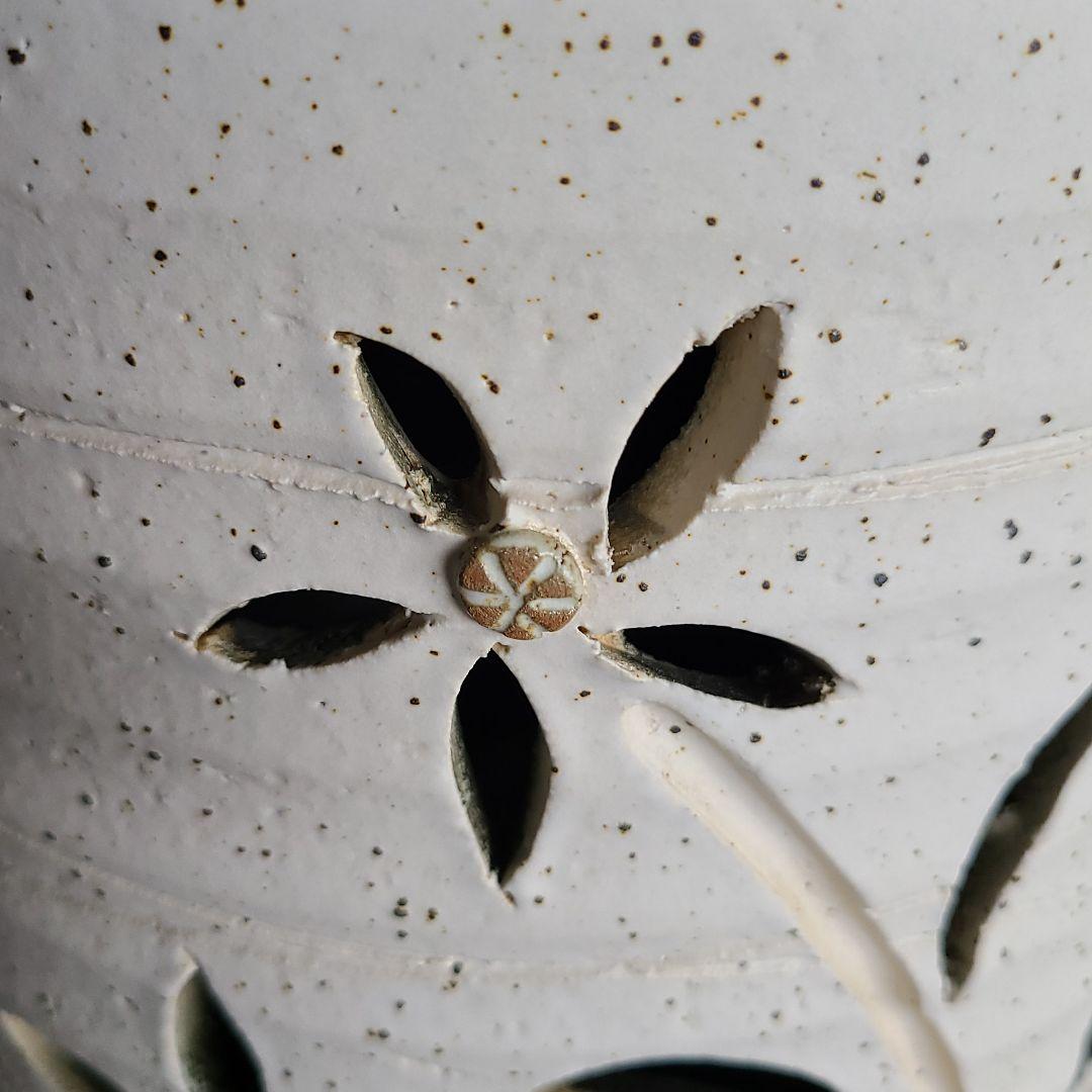 はなぷく 信楽焼 傘立て草花彫り 高さ４3cm