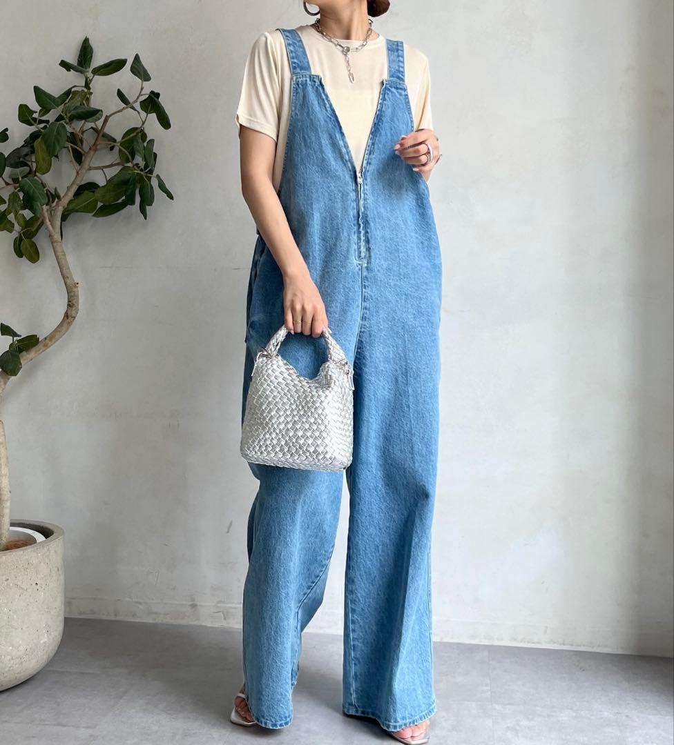 DOUDOU▶︎デニムフロントジップサロペット