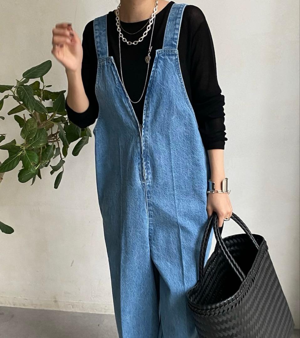 DOUDOU▶︎デニムフロントジップサロペット