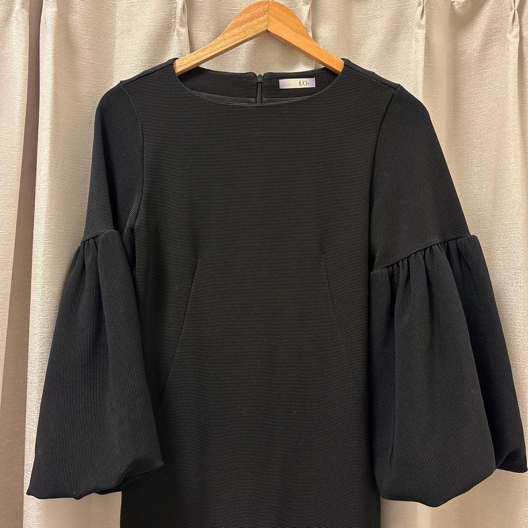 Lo’r かじまり黒 バルーンスリーブ ロングワンピース(laubeblanc)