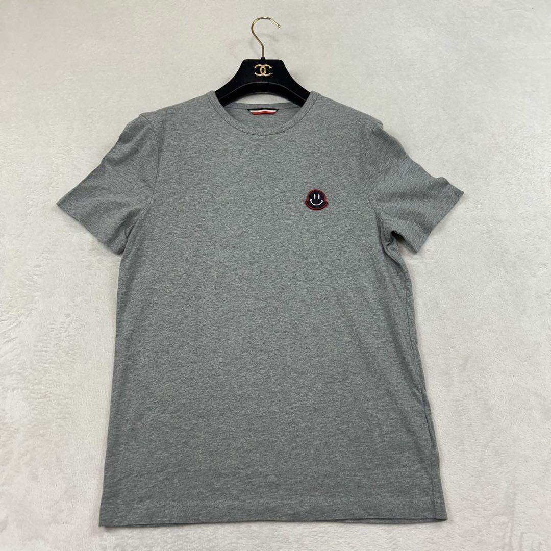 K143 S モンクレール ワッペン ニコちゃん 半袖 Tシャツ グレー メンズ