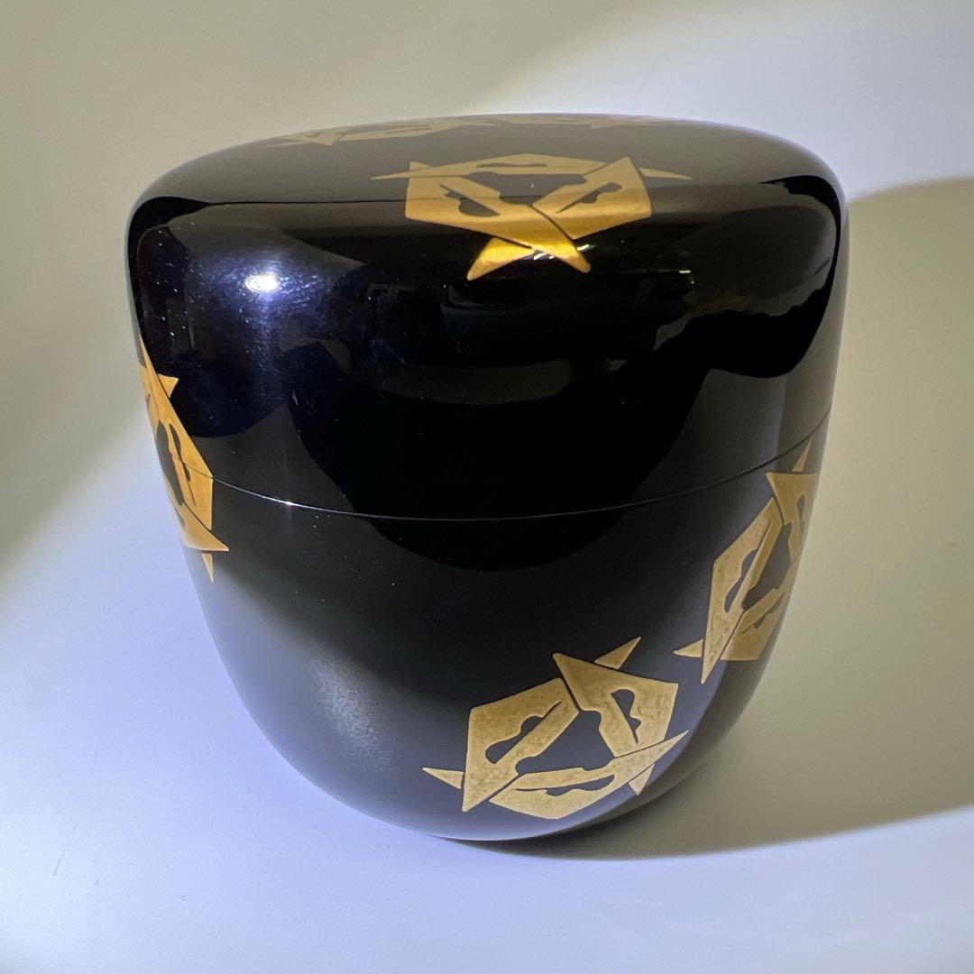 専用　即中斎書付有　内朱塗ウロコ鶴大棗　共二重箱　東Y8-0105☆1Fトトオオ