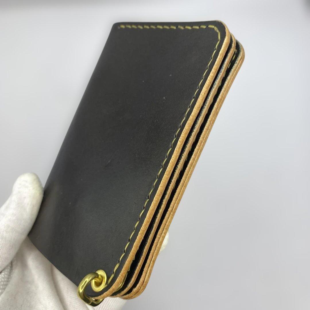 無骨！お札折らずに収納できる無骨な手染めミドルトラッカーウォレット BTW