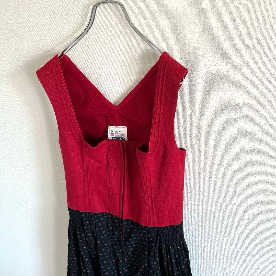 【専用ページ】vintage チロリアンワンピース 赤 ブラック 小花柄 古着