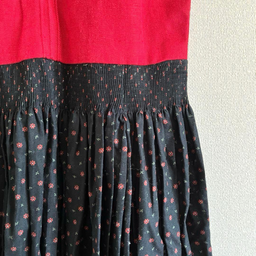 【専用ページ】vintage チロリアンワンピース 赤 ブラック 小花柄 古着