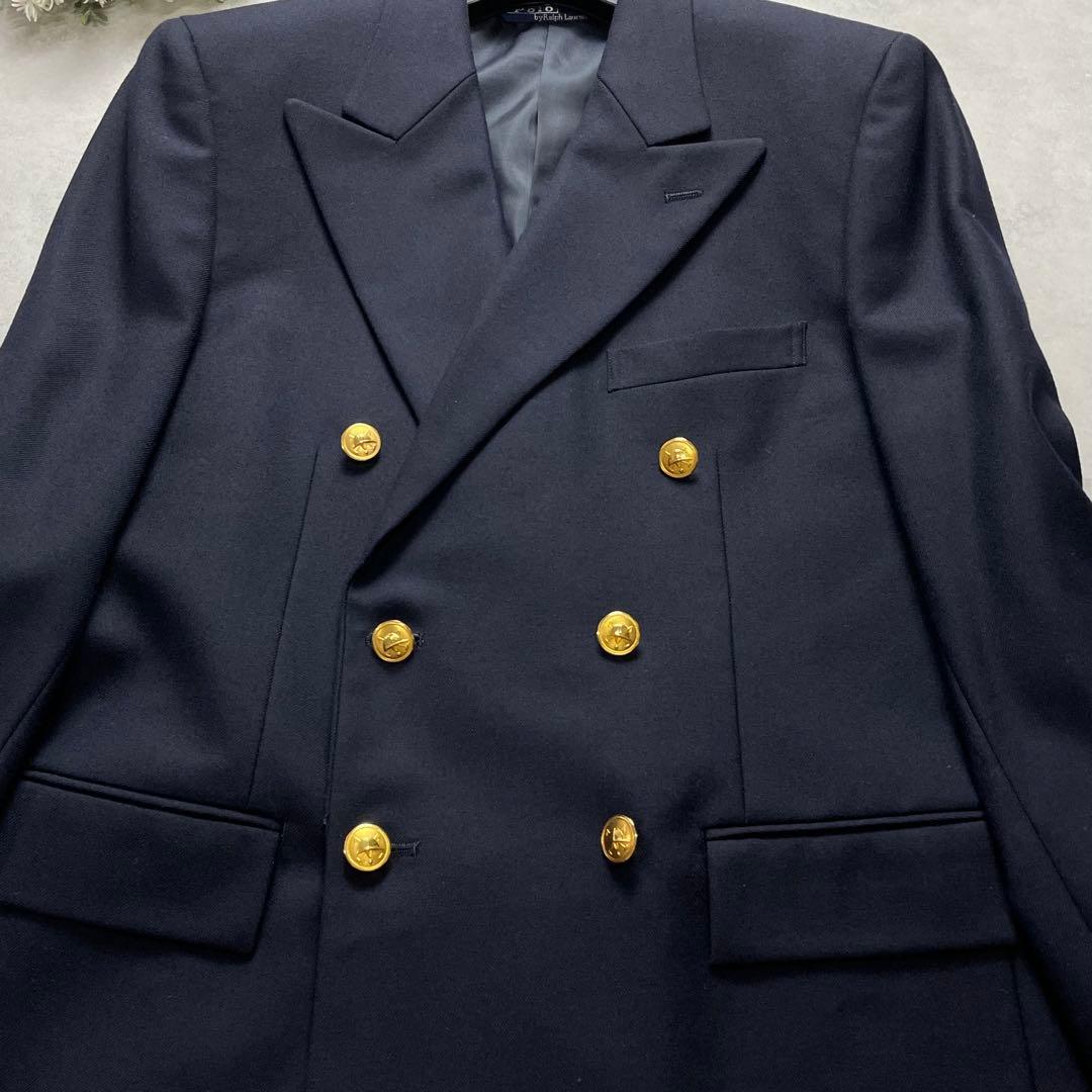 ポロラルフローレン 紺ブレ ブレザー　ジャケット ネイビー 金ボタン ダブル M