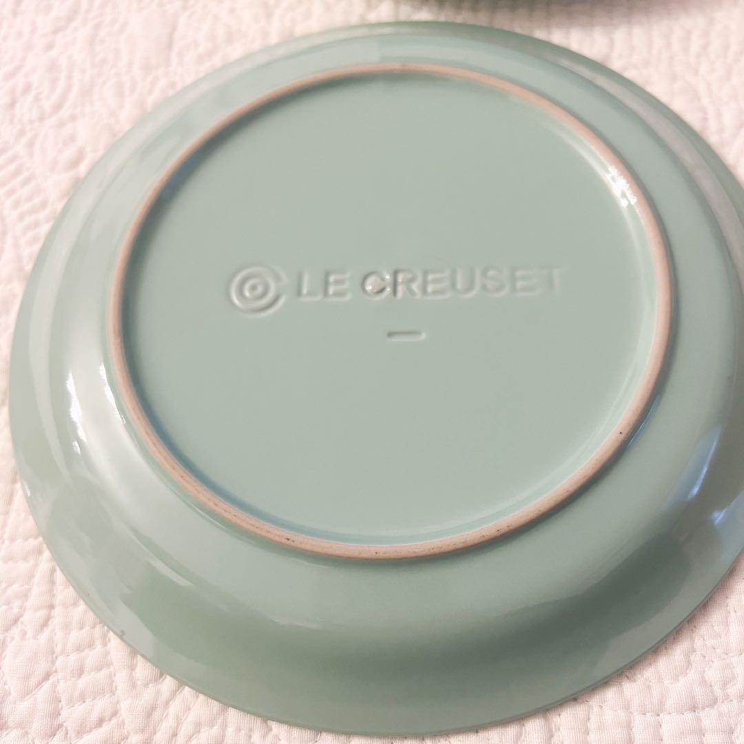 19ルクルーゼ ラウンドプレート 19cm 6枚セット グリーン ホワイト