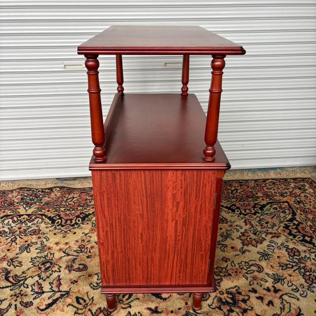 四国工芸　木製電話台・ファックス台 2段式 ブラウン ガラス棚 シコークラフト