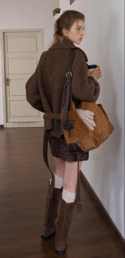 EGGKA カジュアル ウールブレンド ショートコート