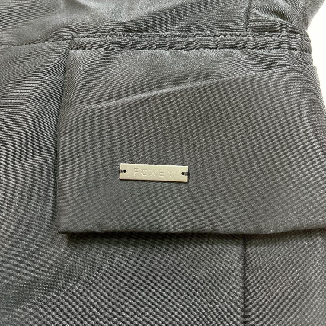 FOXEY シルク 中綿 ベスト ジレ ヌートリア ファー 黒 40 L