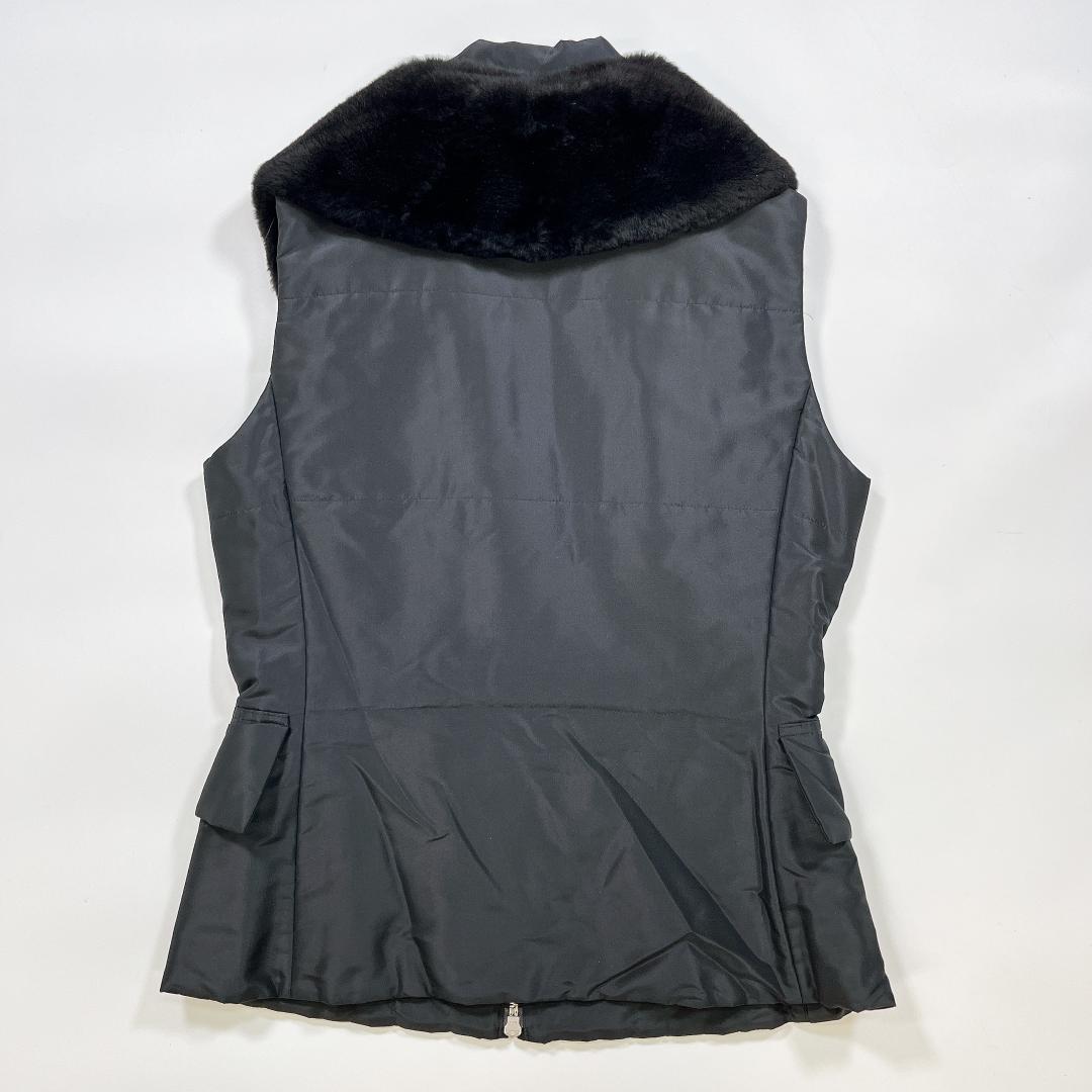 FOXEY シルク 中綿 ベスト ジレ ヌートリア ファー 黒 40 L