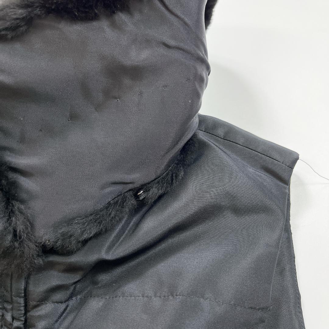 FOXEY シルク 中綿 ベスト ジレ ヌートリア ファー 黒 40 L