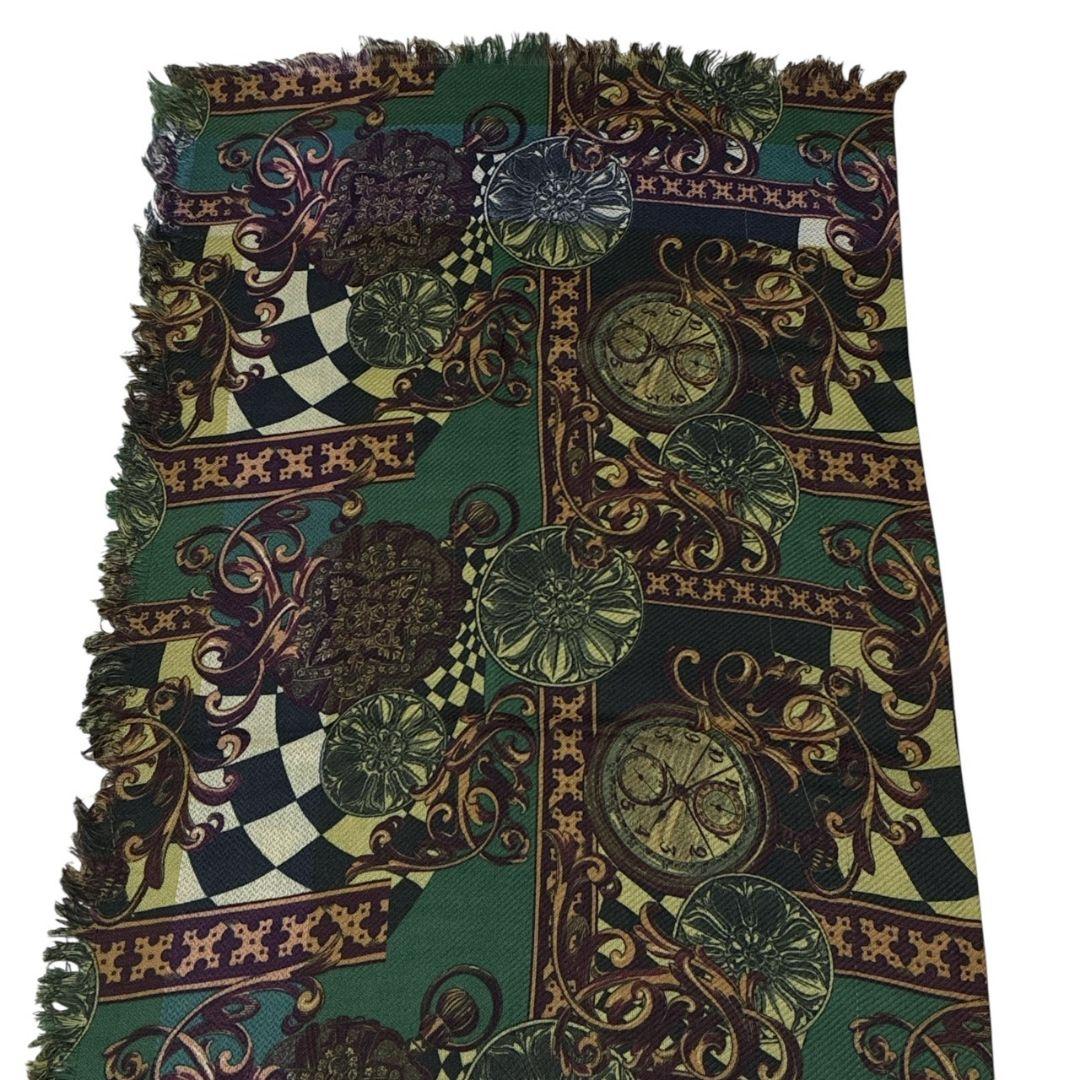 【美品】FENDI フェンディ イタリア製 刺繍ロゴ ショール 大判ストール