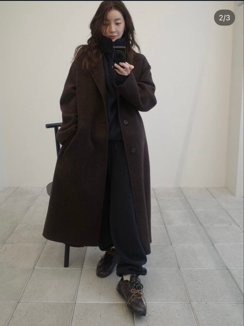 【2025AW)トゥデイフル Wool Over Coat ダークブラウン 38