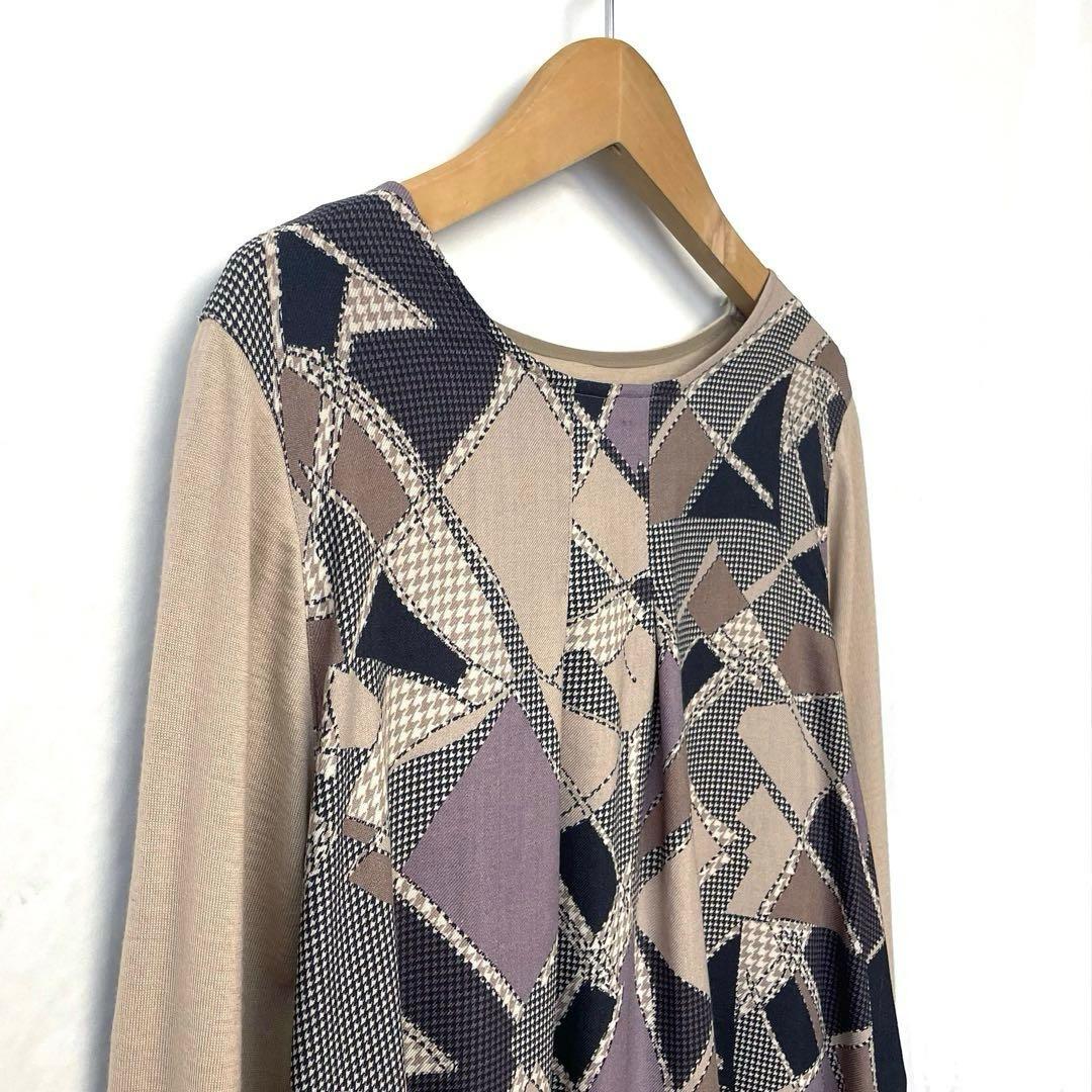 Leilian レリアン G.BINDA シルク切替 ニット チュニック