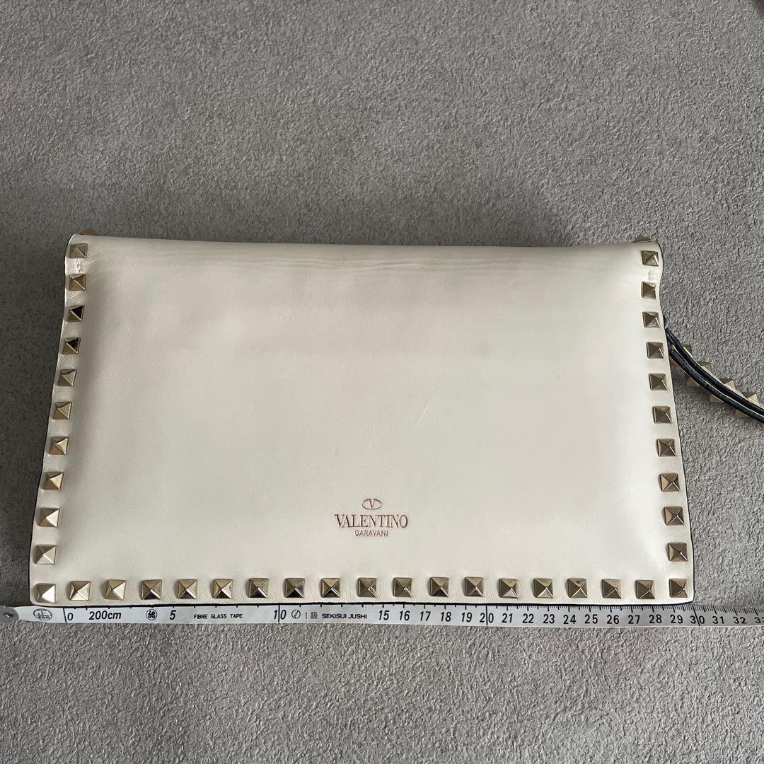 VALENTINO スタッズクラッチバッグ ホワイト