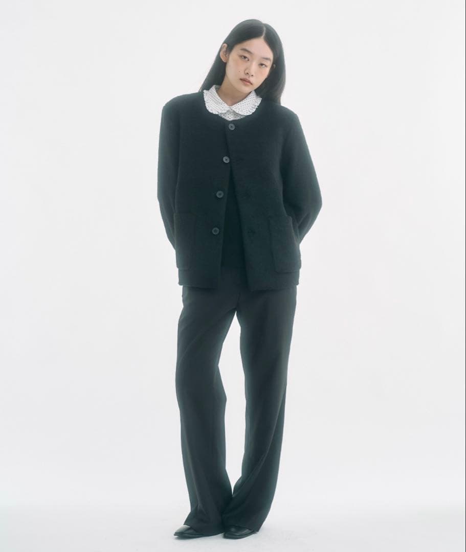 ジャケット・アウター FEKETE no collar wool shaggy jacket S