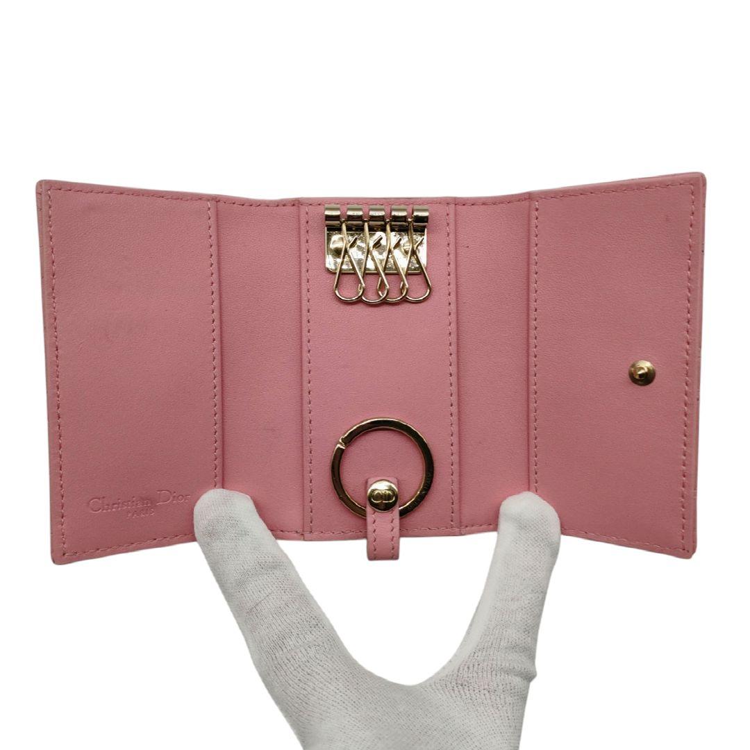 ディオール　キーケース　キーリング　カナージュ　ピンク　ディオールチャーム
