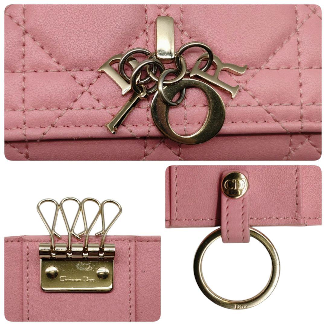 ディオール　キーケース　キーリング　カナージュ　ピンク　ディオールチャーム