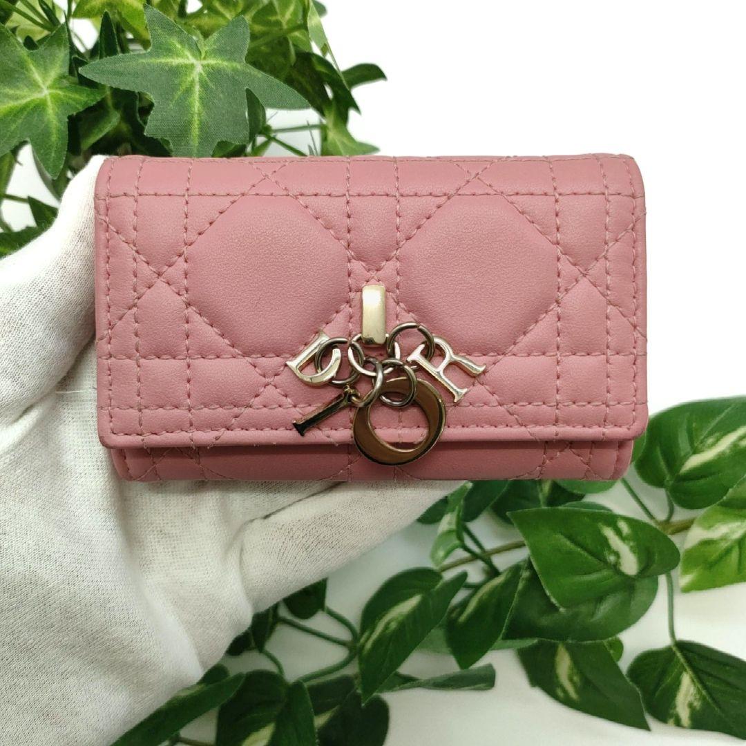 ディオール　キーケース　キーリング　カナージュ　ピンク　ディオールチャーム