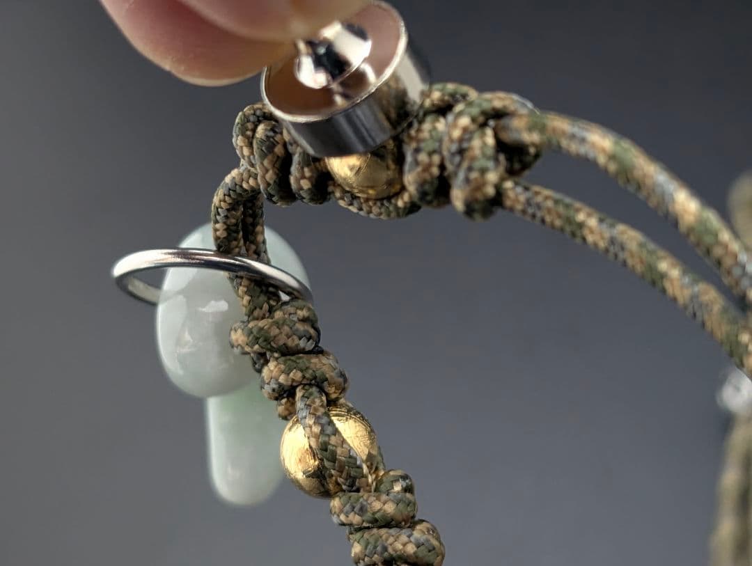 パラコード　ネックレス　No.A337　勾玉翡翠　ジェダイト